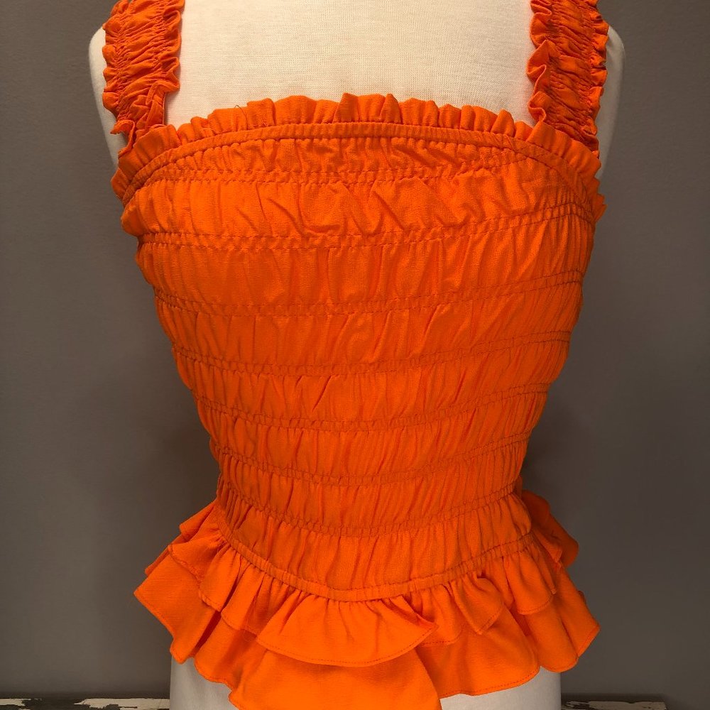 Glam Orange Smocked Top